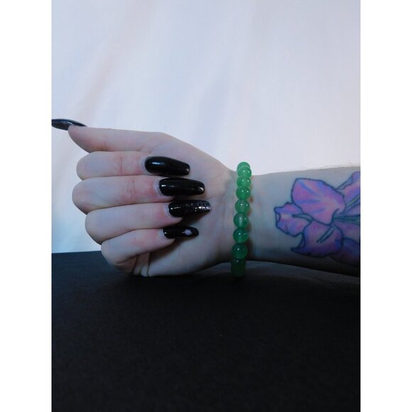 Green Aventurine Bracelet 8mm Stretch - New - Witchcore Earth - Picture 11 of 13